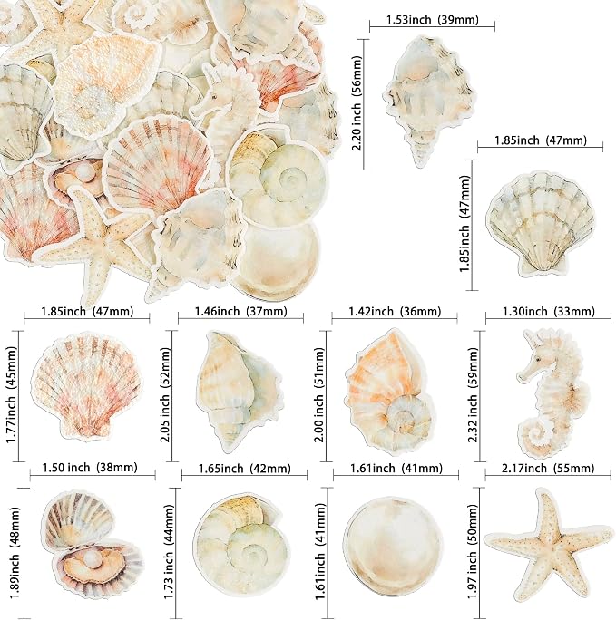Gyufise 60Pcs Edible Sea Shell Cupcake Toppers Starfish Conch Seahorse SeaShell Cupcake Picks Edible Beach Party Decorations for Under the Sea Baby Shower Wedding Birthday Party Cake Decors Supplies