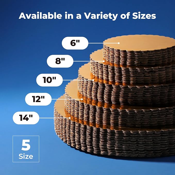 Fit Meal Prep 20 Pack Cake Boards, 10 Inch Round Gold Cake Circles, Disposable Pizza Circles Cake Pan Base Stand for Desserts and Pastries, Greaseproof Cardboard Cake Rounds for Cake DIY, Birthday