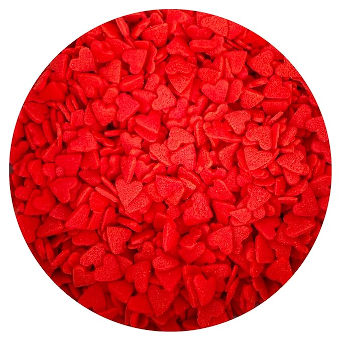 Red Hearts Sprinkles 4 oz, Sprinkles For Cake Decorating, Baking, Ice Cream & More, The Hampton Candy Company