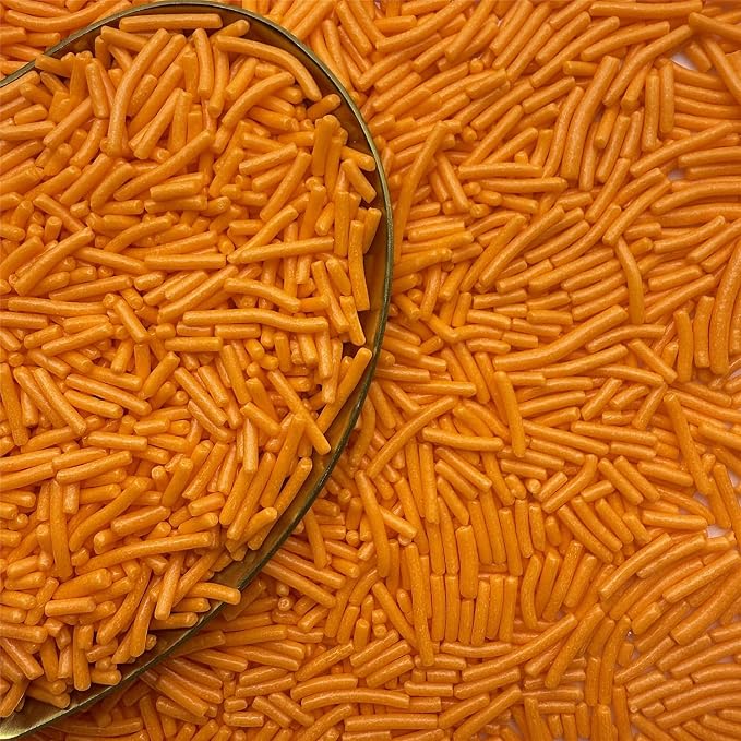 CandiJumpin Orange Jimmy Sprinkles, Orange Sprinkles for Cake Decorating Edible Cake Jimmies Edible Crunchy Jimmies Ice Cream Toppings, Baby Shower Party Wedding Christmas Supplies 3 OZ
