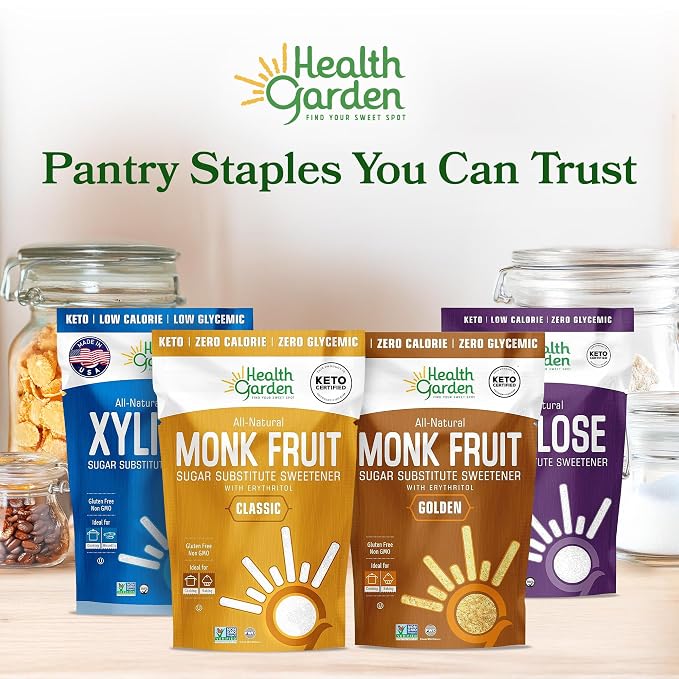 Health Garden Monk Fruit Sweetener, Classic Sugar Substitute – 80 Count Packets (40 Count, 2 Pack) – 1:1 Monk Fruit Sugar Substitute with Erythritol, Zero Calorie Monkfruit Sweetener for Baking and Coffee, Keto Friendly, Non-GMO
