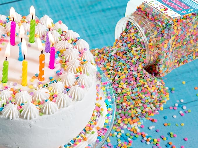 A Great Surprise Spring Sprinkles – 1.7 lb Bulk Pastel Confetti Jimmies – Birthday Cake Sprinkles for Cookies, Cupcakes, Cakes, Ice Cream, Party Desserts & Celebrations