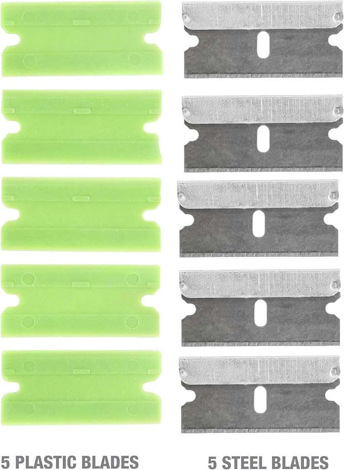OEMTOOLS 11 Piece Multi-Purpose Razor Blade Scraper, Plastic Razor Scraper
