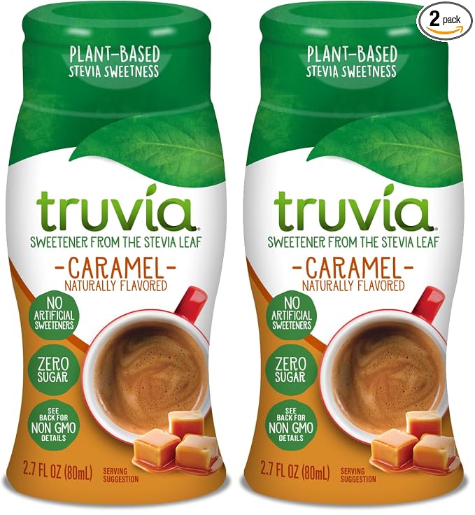 Truvia Zero-Calorie Liquid Sweetener from the Stevia Leaf, 2.7 Fl Oz bottle, Caramel flavor (Pack of 2)