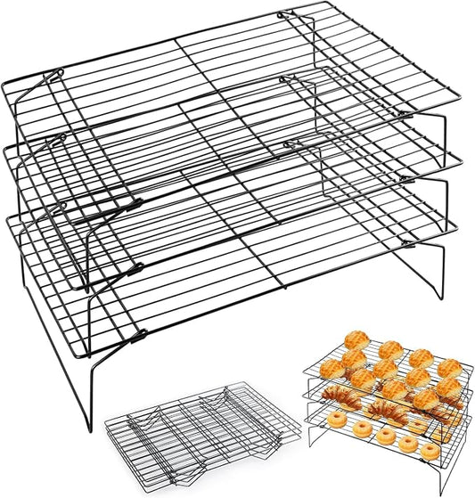 Detachable Collapsible Cooling Racks, Wire Cooling Rack Stackable Drying Rack for Bread Cookie Baking Candy Fruits (3-tier)