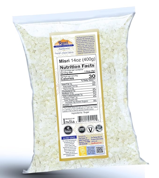 Rani Misri (Indian Sugar Crystals) 14oz (400g) ~ All Natural | Gluten Friendly | No Colors | Vegan | Kosher | Indian Origin