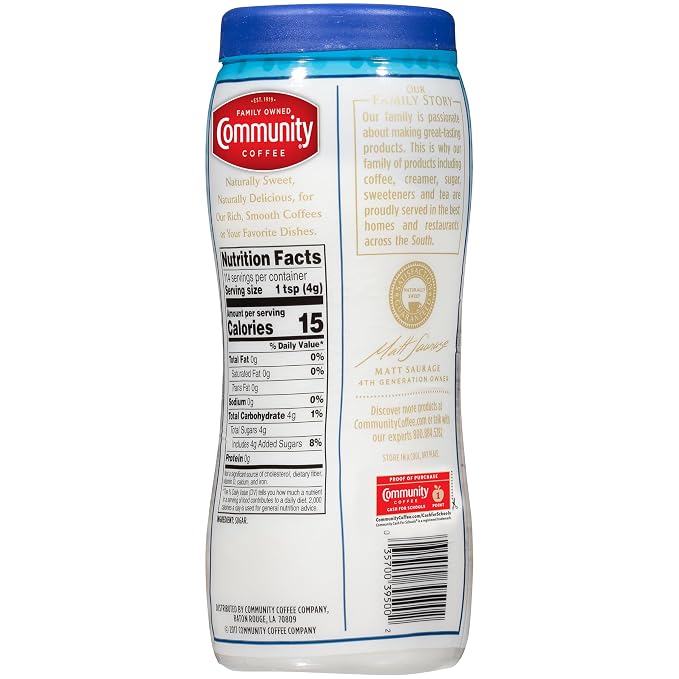 Community Coffee Extra Fine Granulated Sugar, 16 Ounce Can (Pack of 2)