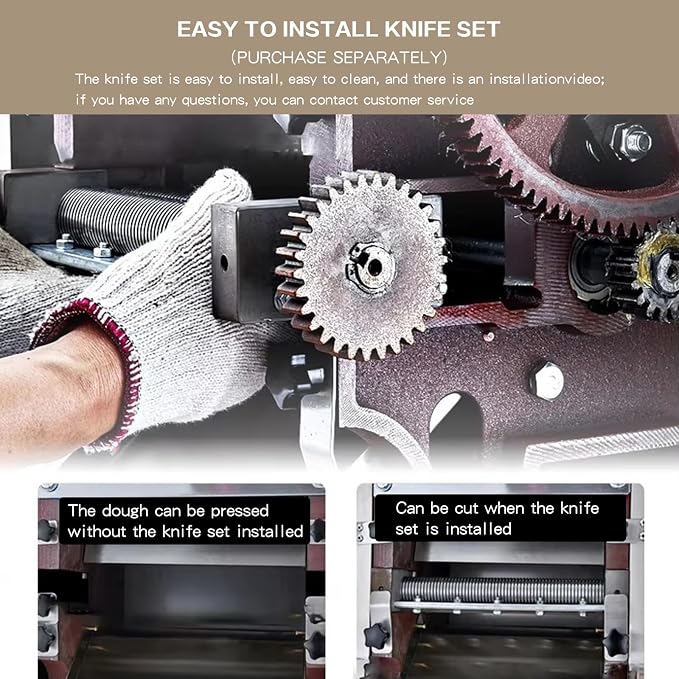 3-in-1 Commercial Pasta Maker with Dough Sheeter,Noddle Cutter & Dough Pressing Machine,Kneader,Noddle Cutter Dough Pressing Machine Suitable For Making Pizza,Noodles (3mm Noodle Knife)