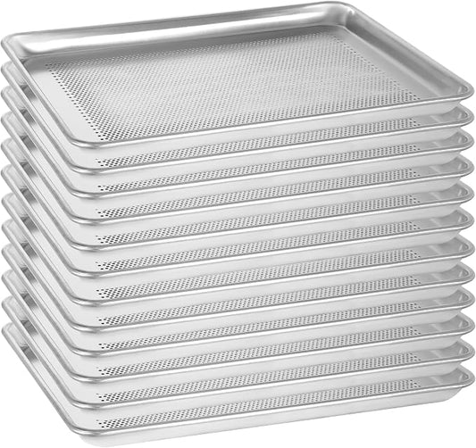 12 Pack Half Size Aluminum Baking Sheet Pan, 18 x 13 in | NSF, Aluminum Commercial Cookie Sheets, Non-Stick, Oven Safe Up to 500℉