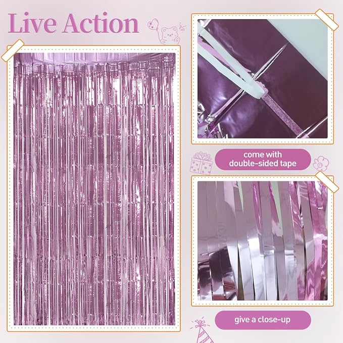 157Pcs Pink and White Balloons Garland Arch Kit with Metallic Pink Fringe Curtain for Girl Princess Woman Bridal Shower Engagement Wedding Baby Shower Birthday Party Decorations