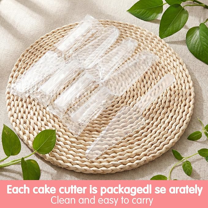 6 Pcs Disposable Plastic Cake Cutter, Durable Clear Cake Server, 9.1 Inch Cakes Pie Server Cutter Slicer Pizza Pastry Slicer for Kitchen Wedding Buffet Party