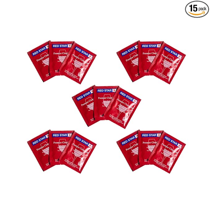 Craft A Brew - Red Star Premier Classique Wine Yeast - Dry Wine Yeast - For Reds, Whites, & Rosés - Ingredients for Home Fermenting - Wine Making Supplies - 15 Pack