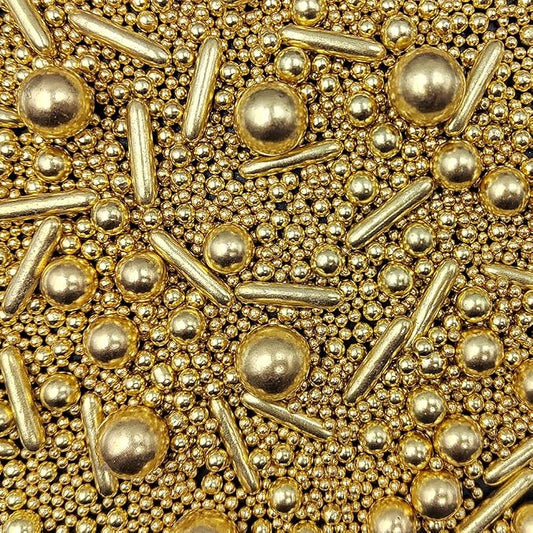 Gold Sprinkles Pearl Sugar Candy Mix Size Baking Cake Decorations Cupcake Toppers Cookie Decorating Wedding Shower Party Valentine Halloween Christmas Supplies 120g/4.23oz
