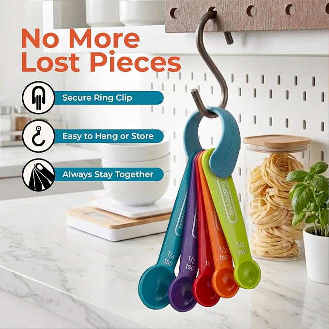 Farberware Kitchen Essentials Measuring Spoon Set, Set of 5 – 2 Pack, Easy Read Standard Units for Wet & Dry Ingredients, Lightweight Plastic Baking & Cooking Spoons – Dishwasher Safe