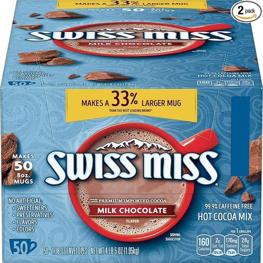 Swiss Miss Hot Cocoa Mix, Regular (SWM47491) (2 Pack 50 Packets/Box)