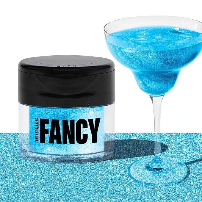Fancy Sprinkles 4th of July Aquamarine Blue Edible Glitter | Luster Dust for Drinks, Cocktails & Cake Decorating | Vegan, Gluten Free, Non-GMO | Made in USA | 4gm