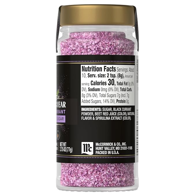 McCormick Finishing Sugar, Black Currant, 2026 Flavor of the Year, Rimming & Baking Sugar, For Dessert, Ice Cream, Muffins, Cupcakes, Pie, Cocktails, Fruit, and More, 2.75 oz