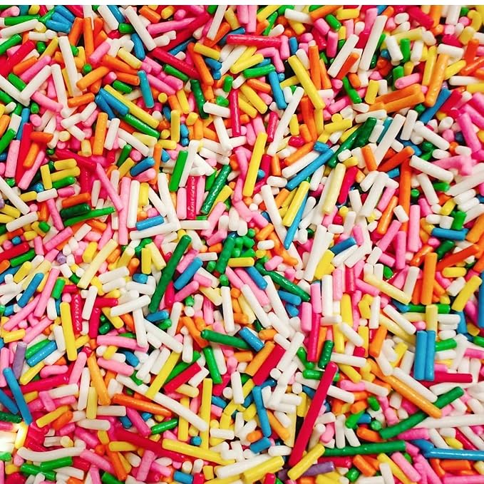 Peelit Rainbow Sprinkles Mix, 6oz | Edible Glitter Jimmies, For Cakes, Cupcakes & Cookies, Non-Melting Vibrant Colors, Resealable Bag
