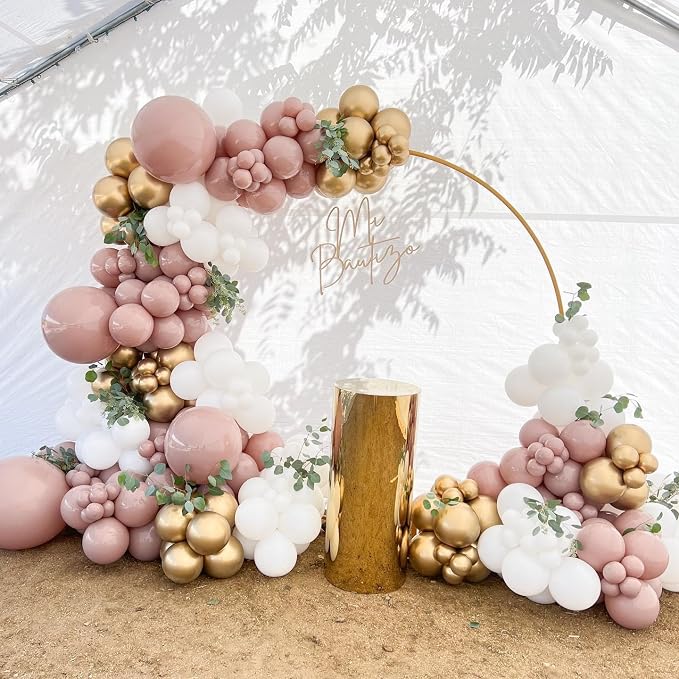 Dusty Pink Double Stuffed balloons Different Size 115Pcs 5/10/12/18 Inch Dusty Rose Matte Pink Balloons Garland Arch kit for Boho Birthday Baby Shower Bridal Shower Wedding Baptism Party