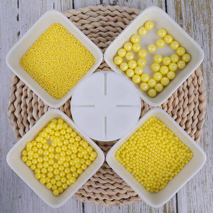 Sprinkles for Cake Decorating, 7.8oz Light Yellow Pearl Sprinkles 4 Sizes Mix for Cake Cupcake Cookie Baking Donuts Ice Cream Toppings