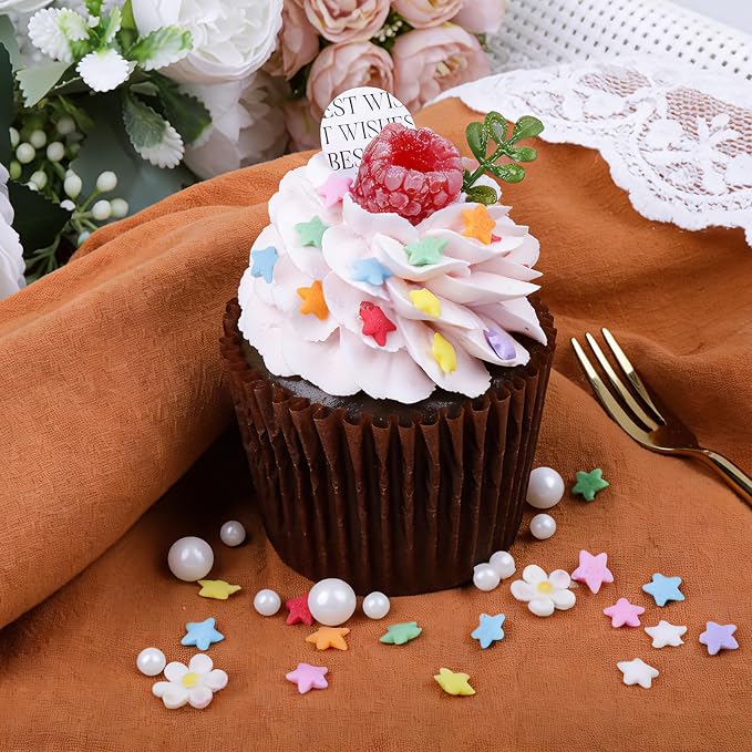Rainbow Sprinkles Edible Dot Sprinkles, 11.3oz/320g Ice Cream Sprinkles with Nonpareils Star Confetti Jimmies, 4 Jars Colorful Set for Cakes Cupcakes Cookies