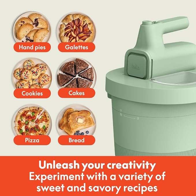 bella 3.5 Qt Hand & Stand Mixer, 2 in 1 Electric Mixer with Bowl, Dough Hook, Whisk & Egg Beater, Multifunctional Handheld Mixer for Baking, 200 Watt, Seaglass