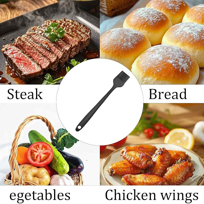 4PCS Heat Resistant Silicone Basting Brushes Cooking Brush, BPA Free Pastry Brush with Soft Bristles for Oil Butter Sauce BBQ Grill Kitchen Baking Dishwasher Safe(Black)