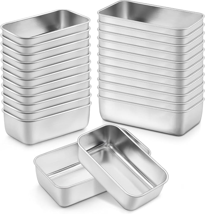 Onader 24 Pack Loaf Pans for Baking Bread, Stainless Steel Bread Loaf Pan for Meatloaf Homemade Sandwich, Includes 12Pcs 9x5 Inch & 12Pcs 6¼ x 3⅝ Inch, Dishwasher Safe