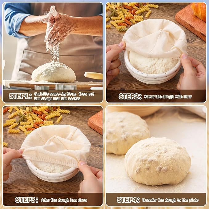 FoldTier 20 Pcs Banneton Bread Proofing Baskets Bulk, 5 Inch Mini Round Dough Sourdough Basket, Rattan Bakery Baking Bowl with Linen Liner, Small Bread Making Supplies for Baking Starter Home Bakers