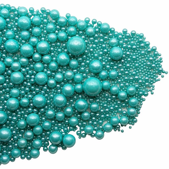 SE Si&Moos Teal Edible Pearls Teal Pearl Sprinkles for Cake Decorating Edible Cake Sugar Pearls Halloween Christmas Cookie Decorations Edible Baby Shower Cake Decorations for Cakes,Cupcakes Toppers 3.5 OZ