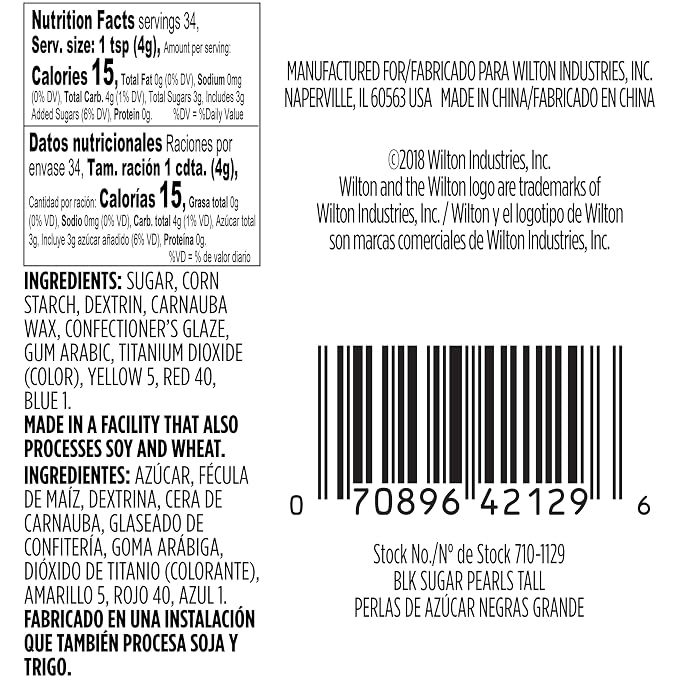 Wilton Decorating Sugar Pearls, 4.80 oz., Black