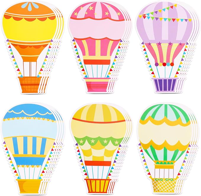 Vuzvuv 60 Pcs Colorful Hot Air Balloons Paper Cutouts 7.2 x 4.8 Inch Name Tags Labels for Spring Bulletin Board Class Decoration for Teacher Student Back to School Party Supplies for Craft Wall Decor