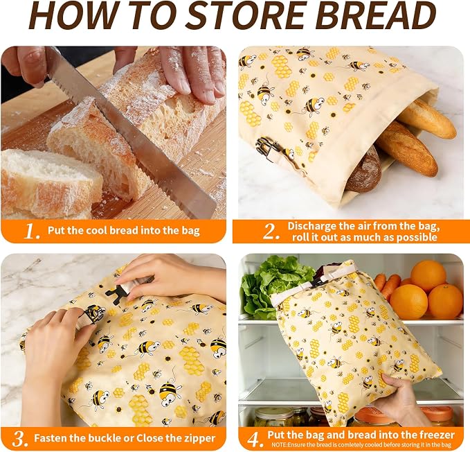2 Pack Beeswax Bread Bags for Homemade Bread, Bees Wax Bread Bags Storage for Homemade Sourdough with Removable Beeswax Lining, XL 17'' x 13'', Freezer Friendly, Keeps Fresh