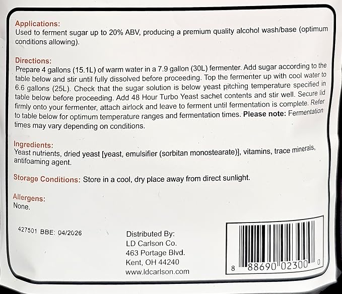 48 HOUR TURBO YEAST FERMFAST 243g PACKET