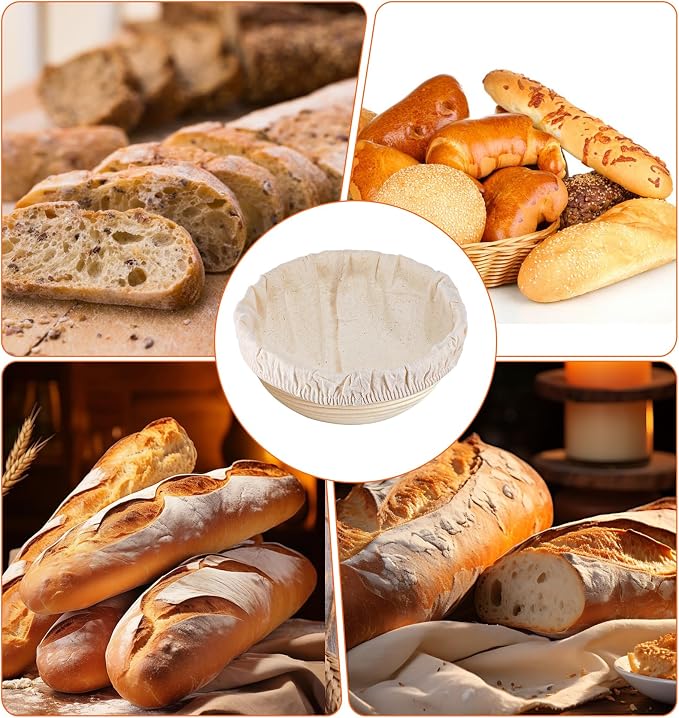 4 Pcs Sourdough Proofing Basket Liners, 10 Inch Reusable Basket Covers, Easy to Clean Proofing Baskets Liner for Bread, Dough Baking, Homemade Breads, Kitchen