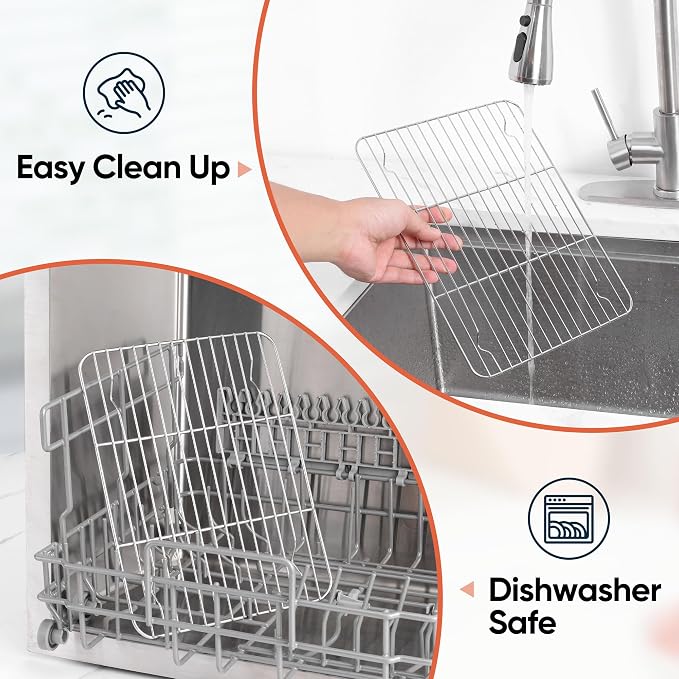Homikit 4 PCS Cooling Racks for Quarter Sheet Pan, 12"x 9" Oven Baking Rack | Stainless Steel Wire Rack Set for Cooking Roasting Grilling, Heavy Duty Metal Wire Oven Rack for Bacon Bread Pizza Cookies