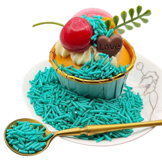 CandiJumpin Teal Jimmy Sprinkles, Teal Sprinkles for Cake Decorating Edible Cake Jimmies Edible Crunchy Jimmies Ice Cream Toppings, Baby Shower Party Wedding Christmas Supplies 3 OZ