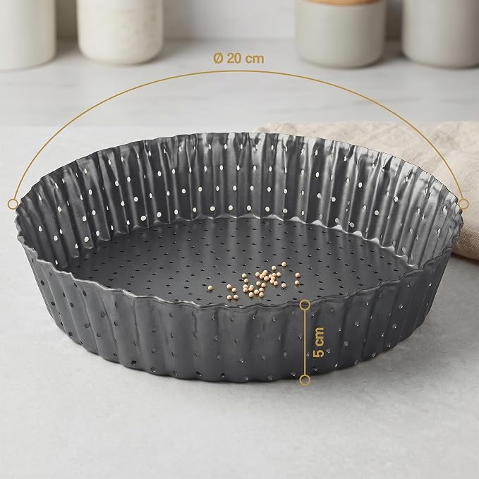 Deep Dish Quiche Lorraine Pie Pan - 7.87 inch Tart Pans with Removable Bottoms - Apple Pie Pan - 7.87 inch Tarte Tatin Pan - Deep Dish Pie Crust - Quiche Baking Dish