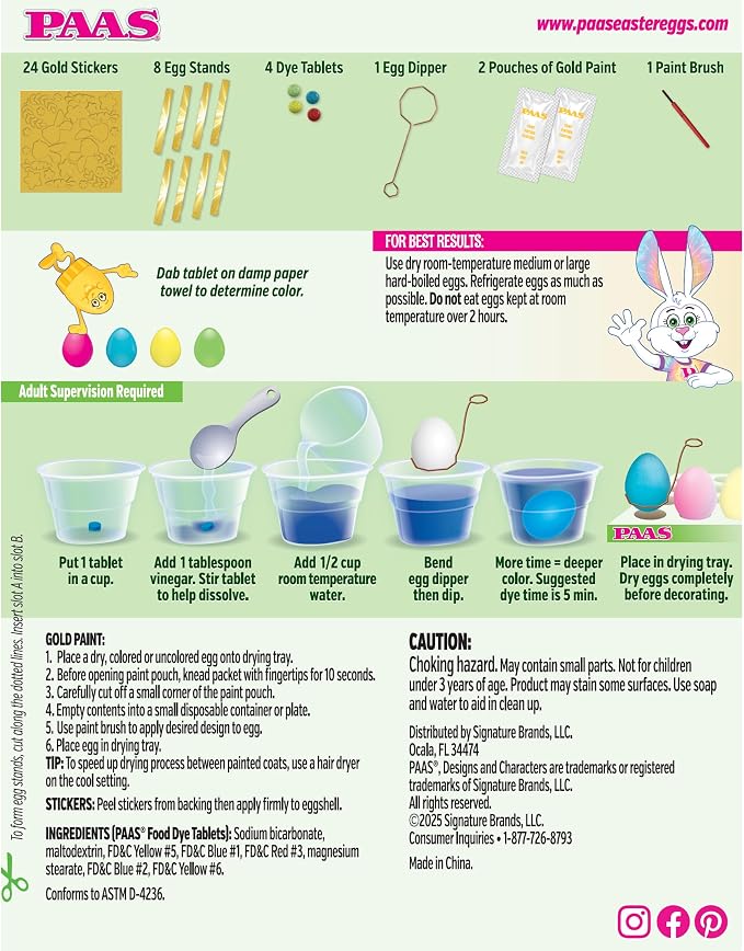 PAAS Golden Shimmer Easter Egg Decorating Kit – Gold Egg Decorating Kit with Paint & Stickers