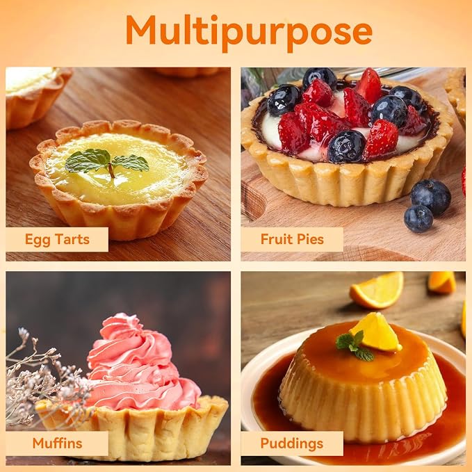 30 Pcs Mini Tart Pans 2.75 Inch Reusable Tartlet Cupcake Baking Mold Aluminium Egg Tart Molds Mini Pie Tins for Baking Egg Tarts Pies Cupcakes