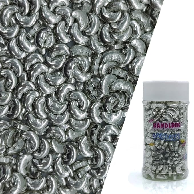 Silver Moon Sprinkles Edible Moon Cake Decorating Cake Decorations Cupcake Toppers Cookie Decorating Perfect for Cakes, Cupcakes, Desserts Toppings 3OZ