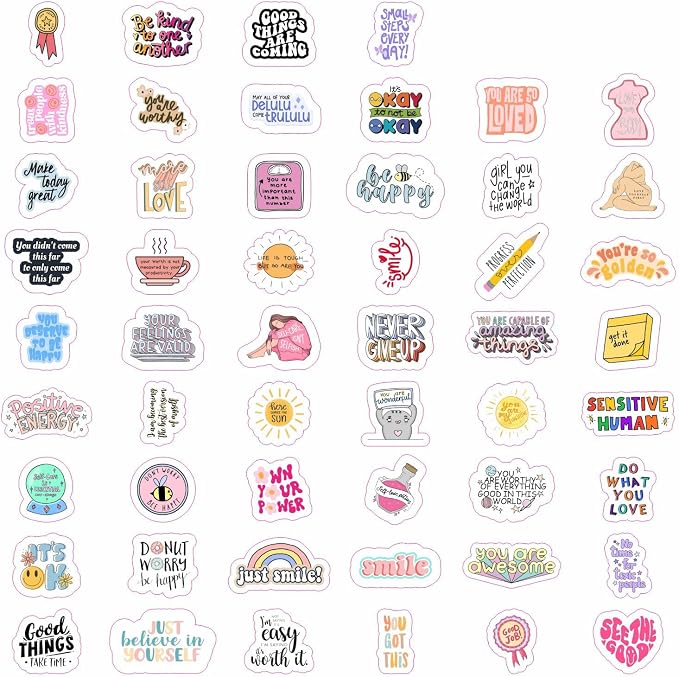 100Pcs Self Care Stickers for Water Bottle and Laptop - Self Care Party Supplies & Decorations, Waterproof Vinyl Decals, Wellness and Motivational Stickers, Gifts for Women & Men