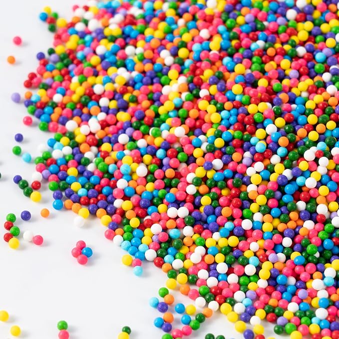 Rainbow Nonpareil Sprinkles Bulk 1 pound 2mm Rainbow Pearls Suagr Sprinkles for Cake Decorating Ice Cream Dessert Toppings Cookies Cupcakes Mini Round Birthday Candy