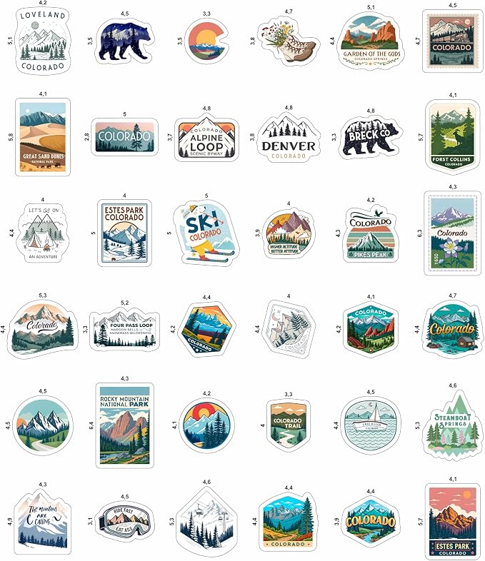 100Pcs Vinyl Colorado Stickers for Water Bottles, Decals - State Stickers for Water Bottle, Scrapbooking - Colorado Gifts, Souvenirs - Gift for Women & Men