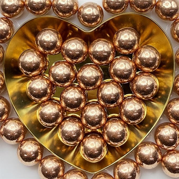 CandiJumpin 14mm Large Rose Gold Edible Pearls, Rose Gold Pearl Sprinkles for Cake Decorating Jumbo Sugar Pearls Edible Cake Decorations Pearl Sugar Sprinkles Cupcake Toppers Baby Shower Party Birthday Wedding Christmas Supplies 3 OZ