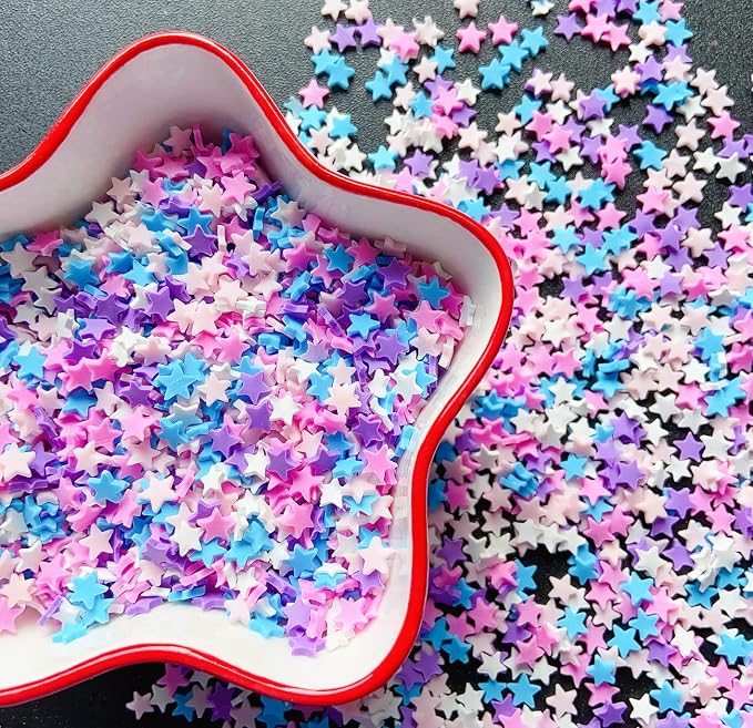 EHOPE 50g Fake Sprinkles Resin Sprinkles Fake Candy Sprinkles Clay Sprinkles Polymer Sprinkles Polymer Clay Slices for Nail Art DIY Crafts Cake Phone Case(Purple Pentagram Slices-01)