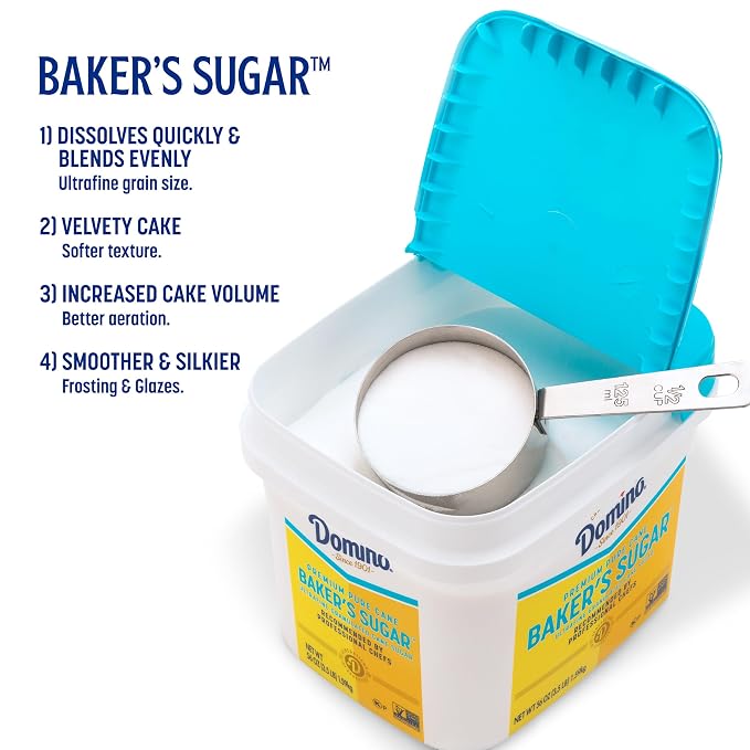 Domino® Pure Cane Ultrafine Granulated Baker's Sugar™, 3.5 lb Easy Baking Tub (Pack of 2) - Includes Bonus Recipe Card