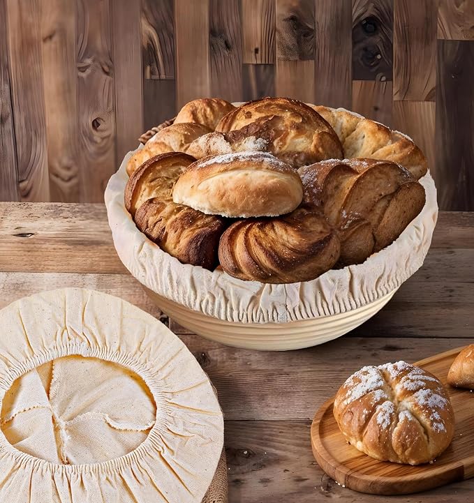 4 Pcs Sourdough Proofing Basket Liners, 10 Inch Reusable Basket Covers, Easy to Clean Proofing Baskets Liner for Bread, Dough Baking, Homemade Breads, Kitchen