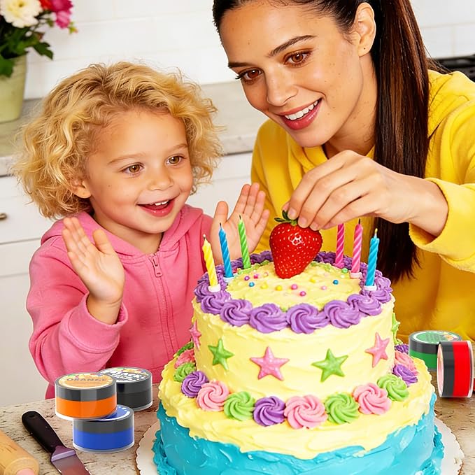 Natural Food Coloring - 12 Colors Plant Based Food Coloring Powder, FD&C & Artificial Dye Free, High Concentrated Natural Food Dye for Baking, Frosting, Fondant, Cake Decorating - 4g/0.14oz each