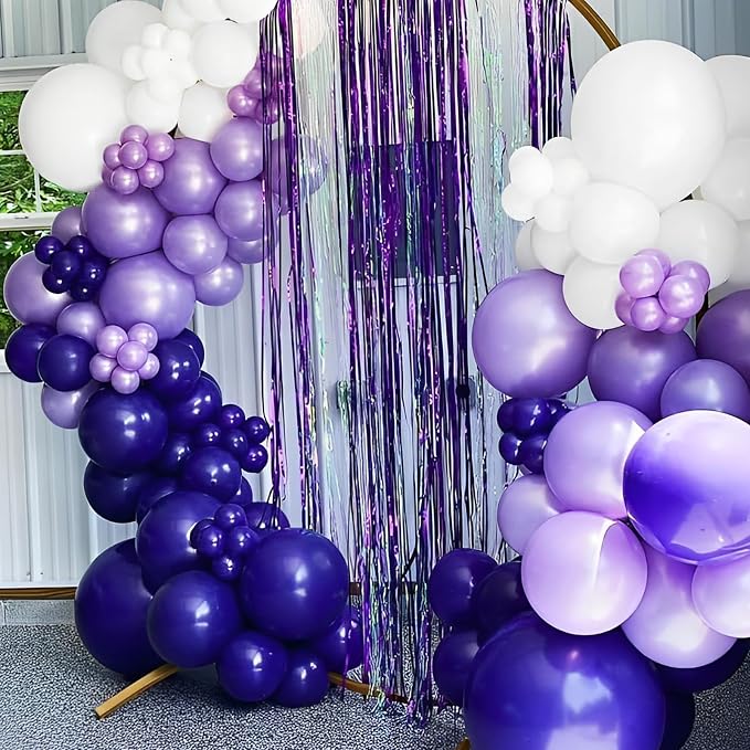 Voircoloria 90pack Purple Balloons Different Size 18/12/10/5 Inch Purple Balloon Garland Arch Kit for Halloween, Graduation, Wedding, Birthday, Baby Shower, Anniversary Party Decorations
